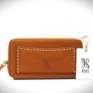 HOBO Hart Genuine Warm Honey Color Leather Large Zip Around Wallet